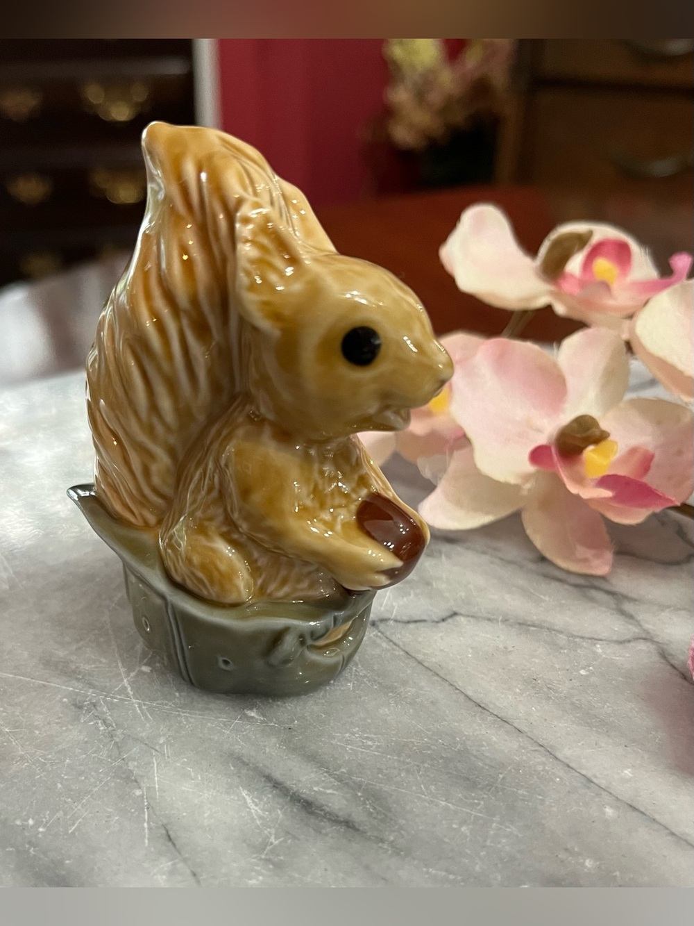 VTG Wade England Hattie the Squirrel Figurine in Green Top Hat Porcelain Whimsy